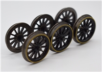 Tender wheels - black with yellow lining (set 3 Axles) for Crab LMS 5MT Branchline model number 32-175.  our old part number 175-027