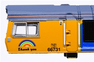 371-396K Class 66 Body - 66731 - 'Capt. Tom Moore' GBRF Thank You NHS Livery